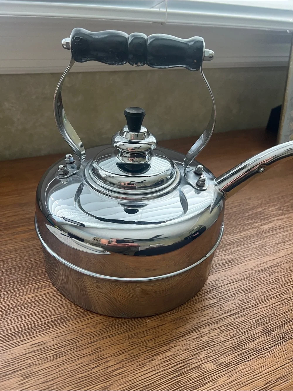 Simplex Solid Copper Chrome Plated Tea Kettle England